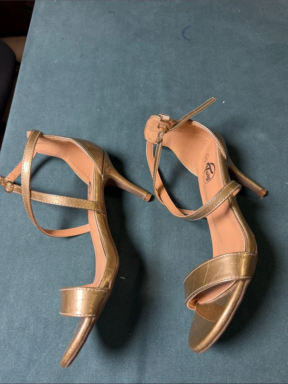 Women’s Gold Ankle-Strap Sandals